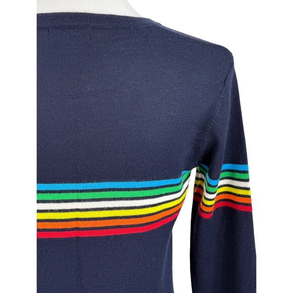 Vintage Y2K Esprit Rainbow Striped Blue Knit Sweater • Skater Grandpacore Preppy - Picture 10 of 14